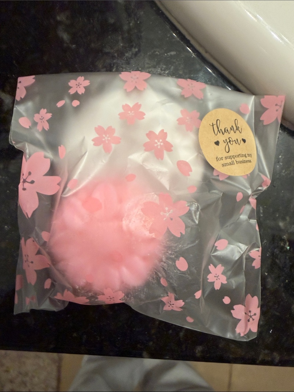 Pink Floral Wrapped Soap Disc - Girly Gift Packaging and aloe soap - Picture 2 of 4